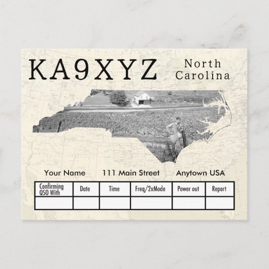 Jouw foto North Carolina Shaped Cutout Custom QSL Briefkaart (Voorkant)