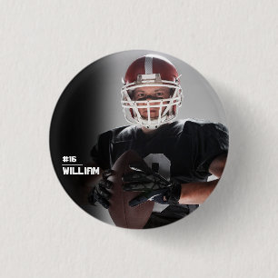 Jouw foto op maat voetbal of jouw sport ronde vorm button 3,2 cm