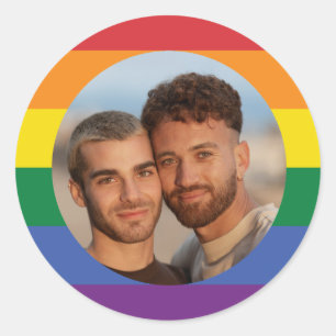 JOUW foto Rainbow Flag Ronde Sticker