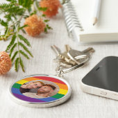 JOUW Foto Regenboogvlag Sleutelhanger (Zijkant)
