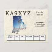 Jouw foto Rhode Island Shaped Cutout Custom QSL Briefkaart (Voorkant)