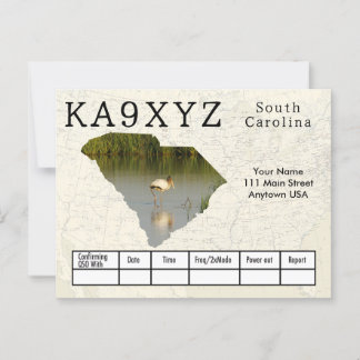 Jouw foto South Carolina Shaped Cutout Custom QSL Briefkaart