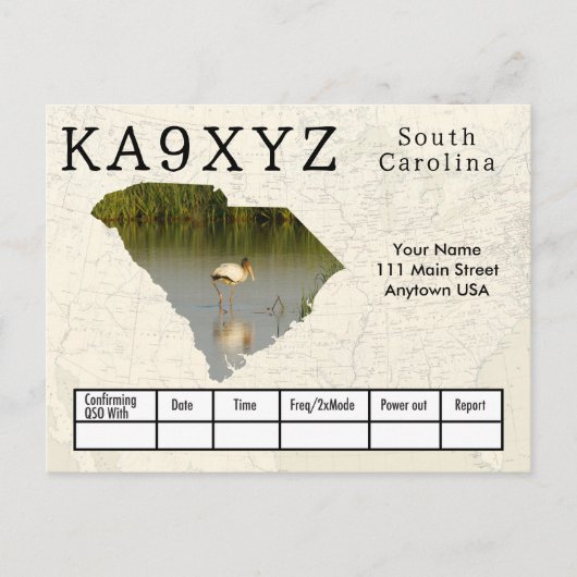 Jouw foto South Carolina Shaped Cutout Custom QSL Briefkaart (Voorkant)