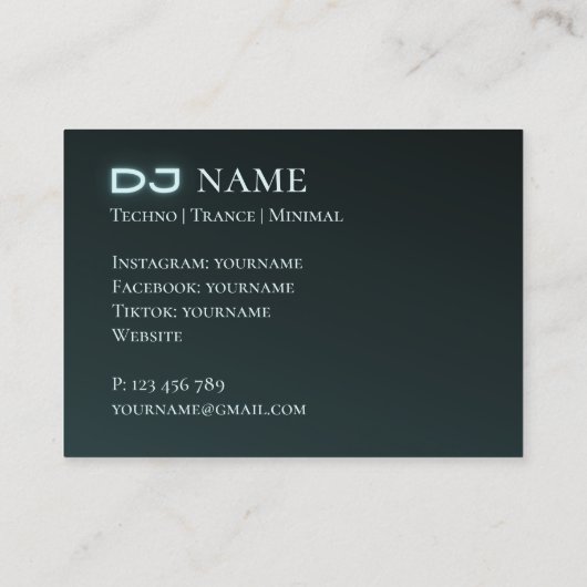 Jouw foto techno muziek DJ Visitekaartje (Achterkant)