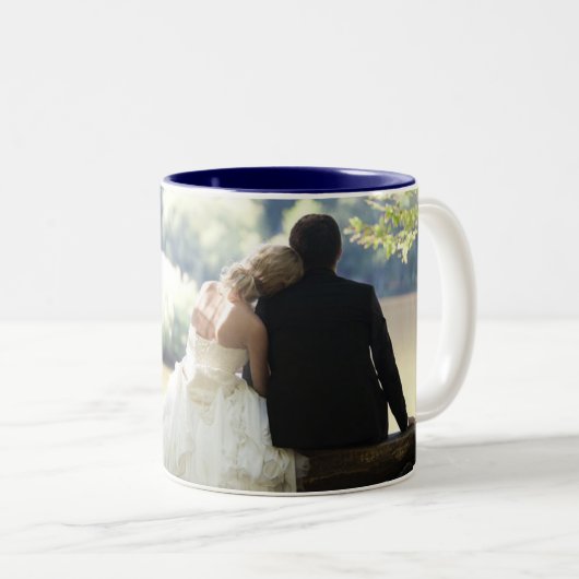 Jouw foto tweekleurige koffiemok (Voorkant rechts)