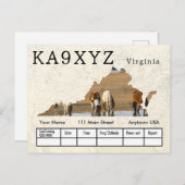 Jouw foto Virginia Shaped Cutout Custom QSL Briefkaart (Voorkant / Achterkant)