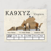 Jouw foto Virginia Shaped Cutout Custom QSL Briefkaart (Voorkant)