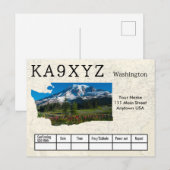 Jouw foto Washington Shaped Cutout Custom QSL Briefkaart (Voorkant / Achterkant)