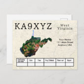 Jouw foto West Virginia Shaped Cutout Custom QSL Briefkaart (Voorkant / Achterkant)