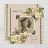 Jouw foto  Wilde Rozen Lozage Memorial Death Aankondiging (Voorkant / Achterkant)