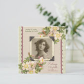 Jouw foto  Wilde Rozen Lozage Memorial Death Aankondiging (Staand voorkant)