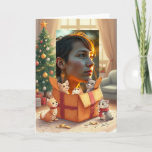 Jouw fotocadeau van huisdieren Kerstkaart Kaart