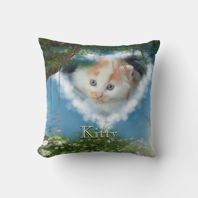 Jouw fotokat in Heaven Pet Memorial Pillow Kussen (Voorkant)