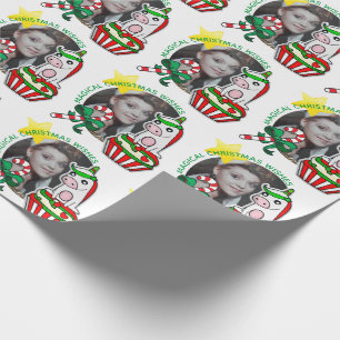 Jouw fotolijst Kerst eenhoorn Cupcake Cadeaupapier