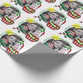 Jouw fotolijst Kerst eenhoorn Cupcake Cadeaupapier