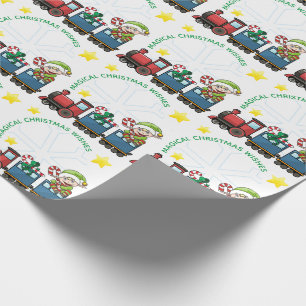 Jouw fotolijst Kersttrein en schattige Elf Cadeaupapier