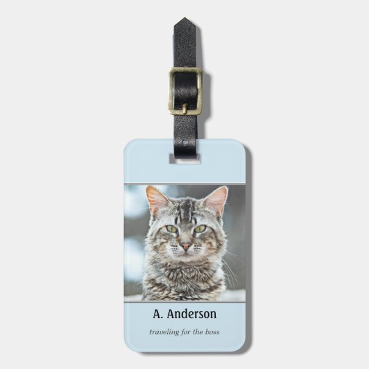 Jouw Funny Cat Photo Bagagelabel (Voorkant verticaal)