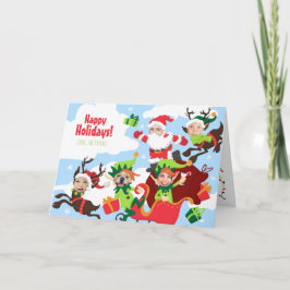 Jouw gezicht hier! Familie van 5 Grappige Kerst Feestdagen Kaart