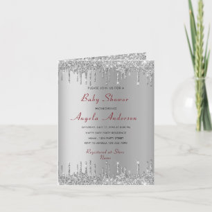 Jouw Glitter Zilver Baby Shower Uitnodiging Voorbe