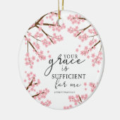 Jouw Grace is voldoende Bijbelse Cherry Blossom. Keramisch Ornament (Links)