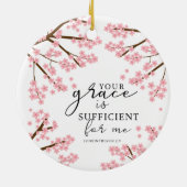 Jouw Grace is voldoende Bijbelse Cherry Blossom. Keramisch Ornament (Achterkant)