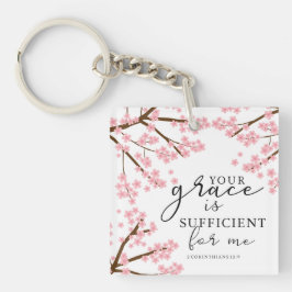 Jouw Grace is voldoende Bijbelse Cherry Blossom. Sleutelhanger