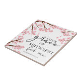Jouw Grace is voldoende Bijbelse Cherry Blossom. Tegeltje (Zijkant)