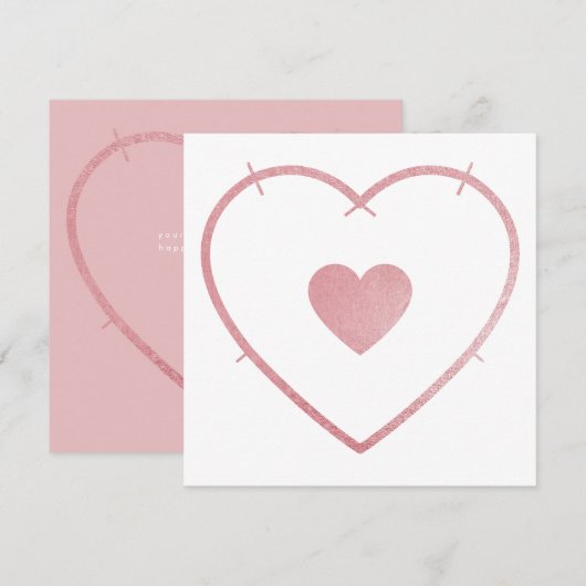 Jouw hart in mijn hart Blush Pink Folie Moederdag Bedankkaart (Voorkant / Achterkant)