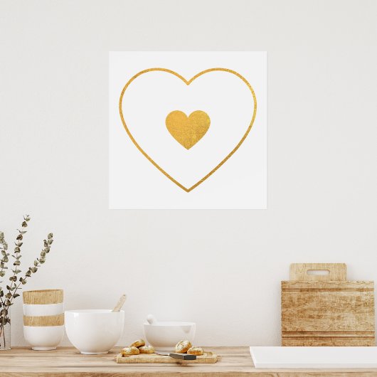 Jouw hart in mijn Heart Yellow Gold Foil Poster (Keuken)