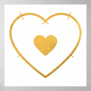 Jouw hart in mijn Heart Yellow Gold Foil Poster