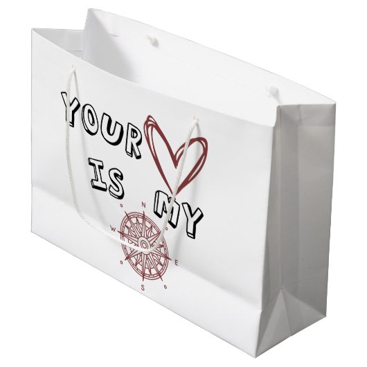 Jouw hart is mijn kompas. groot cadeauzakje (Voorkant Gekanteld)