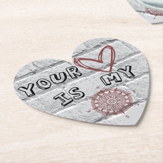Jouw hart is mijn kompas. kartonnen onderzetters (Gekanteld)