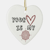 Jouw hart is mijn kompas. keramisch ornament (Rechts)