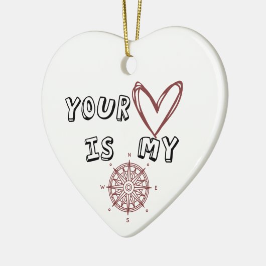 Jouw hart is mijn kompas. keramisch ornament (Links)