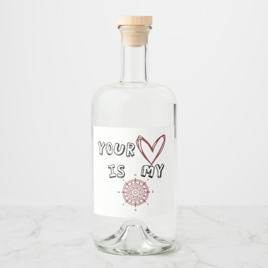 Jouw hart is mijn kompas. likeurfles etiket (Voorkant)