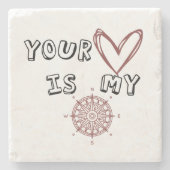 Jouw hart is mijn kompas. stenen onderzetter (Voorkant)