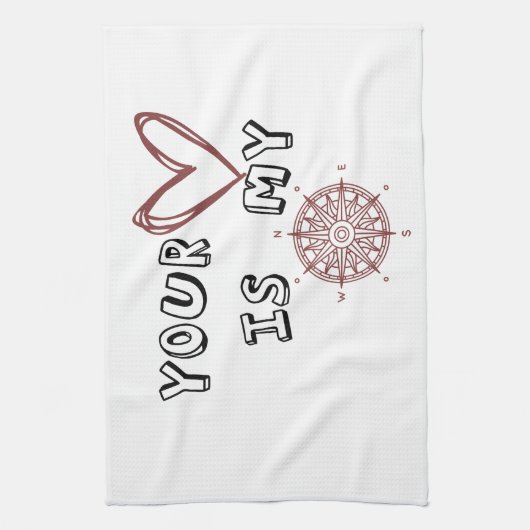 Jouw hart is mijn kompas. theedoek (Verticaal)