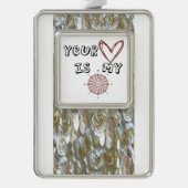 Jouw hart is mijn kompas. verzilverd omlijst ornament (Voorkant)