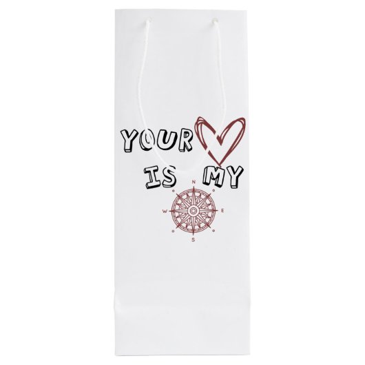 Jouw hart is mijn kompas. wijn cadeautas (Achterkant)