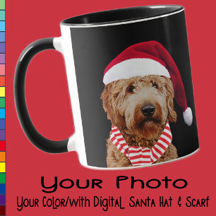Jouw Hond Kerstman Hoed Foto Aangepaste Kleur Cade Mok