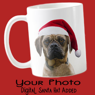 Jouw hond kerstmannenhoed foto op maat kleur cadea mok