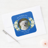 Jouw huisdier foto, Bewaar de datum, kobaltblauw e Vierkante Sticker (Envelop)