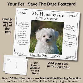 Jouw huisdier foto save the date zwart wit oneindi briefkaart