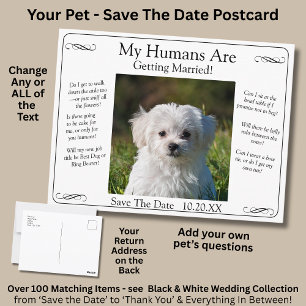 Jouw huisdier foto save the date zwart wit oneindi briefkaart