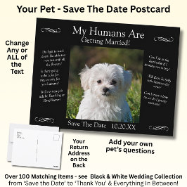 Jouw huisdier foto save the date zwart wit oneindi briefkaart