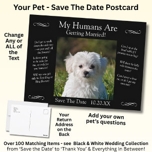 Jouw huisdier foto save the date zwart wit oneindi briefkaart