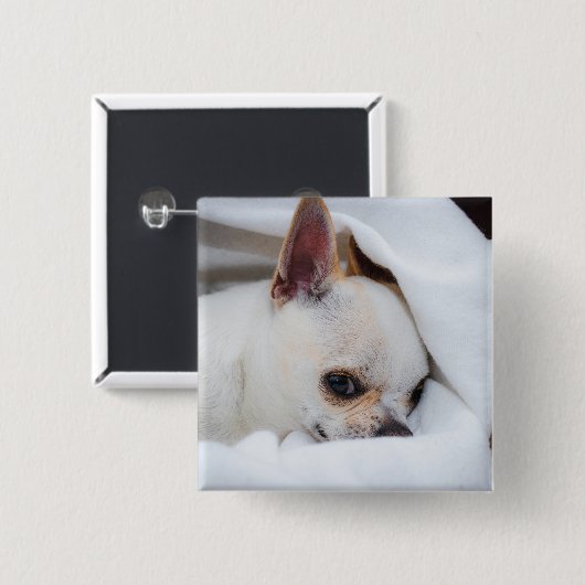 Jouw huisdier hond puppy aangepaste foto chihuahua vierkante button 5,1 cm (Voorkant /achterkant)