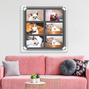 Jouw huisdier hond puppy aangepaste foto collage c canvas afdruk