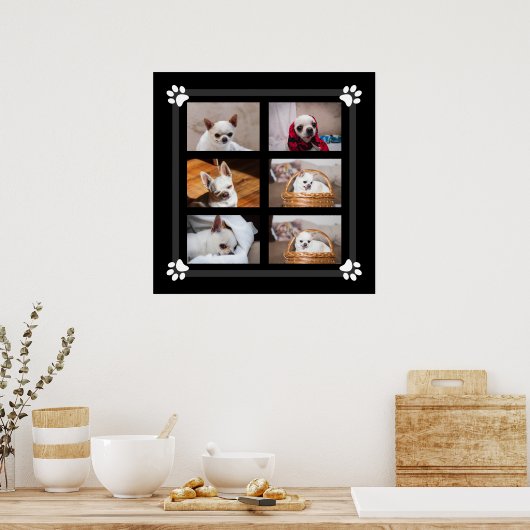 Jouw huisdier hond puppy aangepaste foto collage c poster (Keuken)