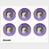 Jouw huisdierfoto, bewaar de datum, paarse mauve b ronde sticker (Vel)